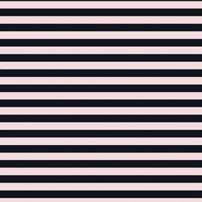 Rosewater Pink Bengal Stripe Pattern Horizontal in Midnight Black