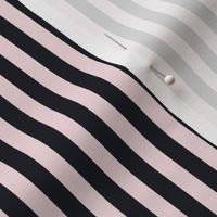 Rosewater Pink Bengal Stripe Pattern Vertical in Midnight Black