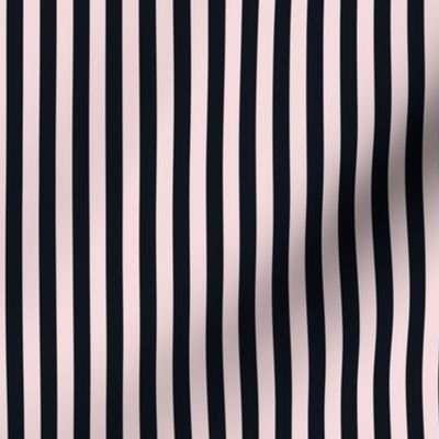 Rosewater Pink Bengal Stripe Pattern Vertical in Midnight Black