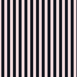 Rosewater Pink Bengal Stripe Pattern Vertical in Midnight Black