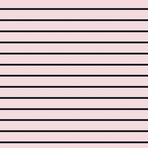 Rosewater Pink Pin Stripe Pattern Horizontal in Midnight Black