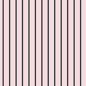 Rosewater Pink Pin Stripe Pattern Vertical in Midnight Black