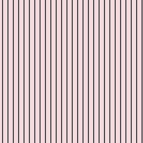 Small Rosewater Pink Pin Stripe Pattern Vertical in Midnight Black