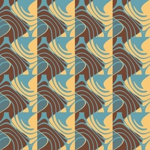 Wavy Geometric in Brown Blue and Yellow