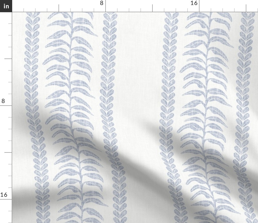 Palm Linen Stripe, Blue on White 