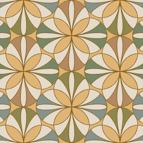 Fusion Art deco 70s style Portuguese tiling Sunset Orange M