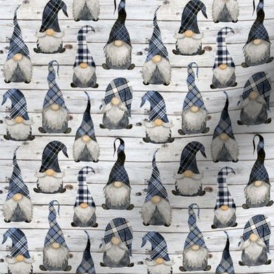 Blue Plaid Gnomes on Shiplap - extra small scale