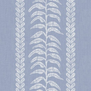 Palm Linen stripe, White on Blue 