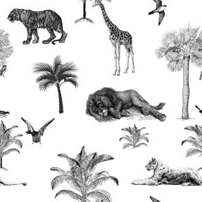 Vintage animals,lions,tigers,giraffes,birds pa