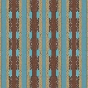 Blue Terracotta Gold Patterned Stripes