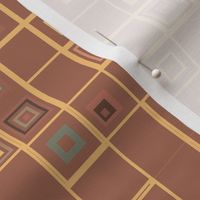 Terracotta Grid Geometric Pattern