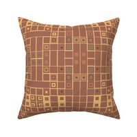 Terracotta Grid Geometric Pattern