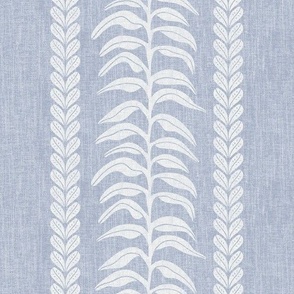 Palm Linen Stripe, White on Light Blue