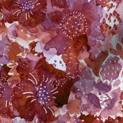 Watercolor warm oil paint floral collage