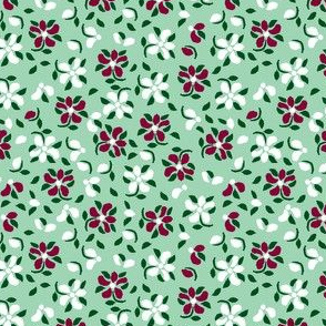 Christmas ditsy flowers green