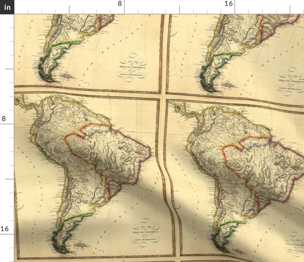 Antique 1817 Map of South America by Lewis