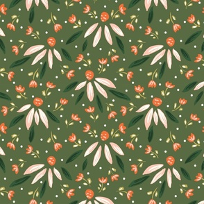 Christmas snowy floral dream seamless pattern// small scale