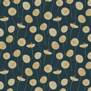 Moving dandelions in ink seamless pattern// small scale
