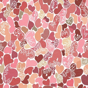 Loving Hearts-Red and Beige