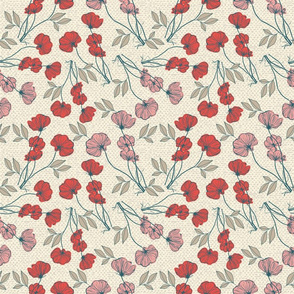 Red and pale pink poppies // Floral design // by Andrea Price