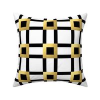 Square Art Deco Pattern in black, white and gold