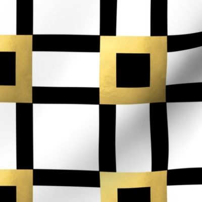 Square Art Deco Pattern in black, white and gold