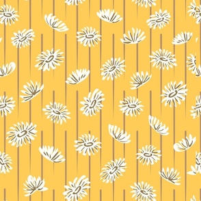 Breezy dandelions seamless floral pattern// small scale