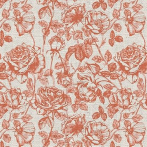 Orange roses Toile de Jouy