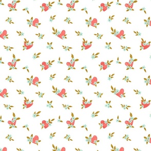 Floral hearts seamless valentines day pattern// small scale