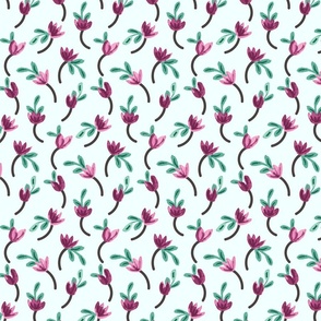 Little lavender blooms seamless watercolor pattern// small scale