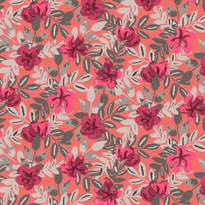 Bright painted blossoms seamless watercolor pattern// small scale