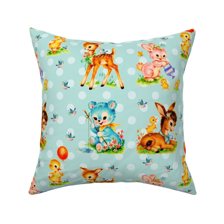 ANIMAL BABIES - VINTAGE NURSERY COLLECTION (AQUA)