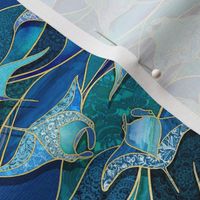 Patchwork Manta Rays in Sapphire and Turquoise Blue - small