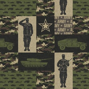 (small scale) Army - Patchwork fabric - Full Soldier Military - OG  - C20BS