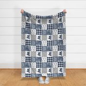 Little Man & You Will Move Mountains Quilt Top - Navy/Grey/Distressed Stripes - LAD20BS (90)