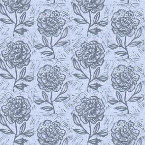 small scale - rustic block print flower - soft lilac