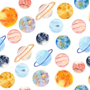 Watercolor Planets Pattern