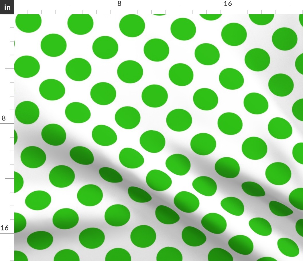 Small green polka dots on white