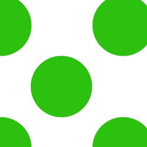 Large green polka dots on white