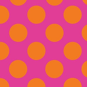 Small orange polka dots on fuschia