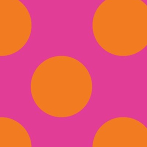 Large Orange polka dots on fuchsia
