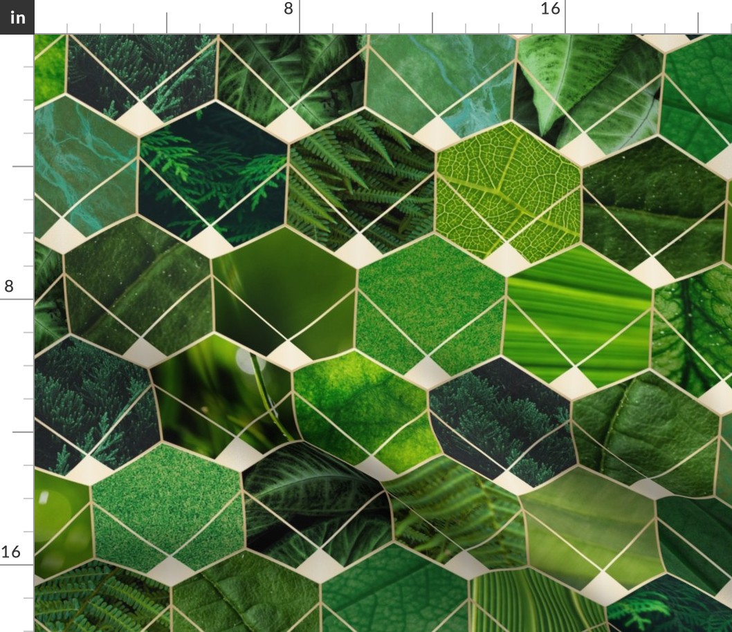 hexagons with texture - green
