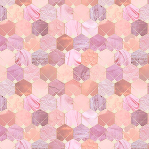 hexagons with texture - pink - 12 in