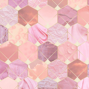hexagons with texture - pink