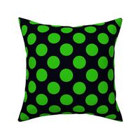 Small green polka dots on black