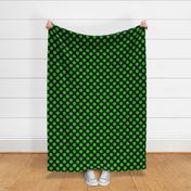 Small green polka dots on black