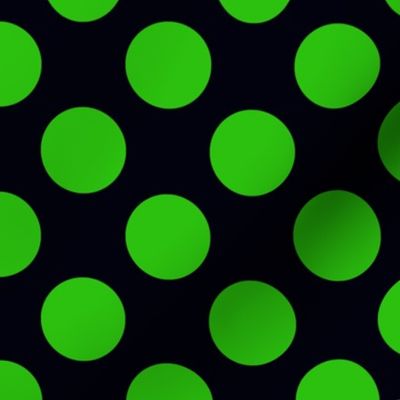 Small green polka dots on black