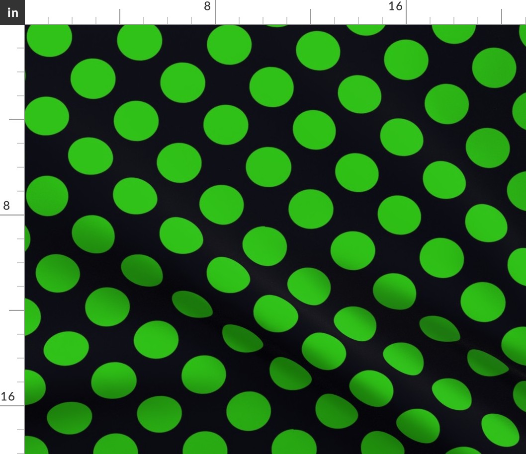 Small green polka dots on black