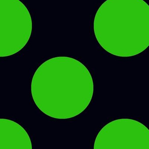 Large green polka dots on black