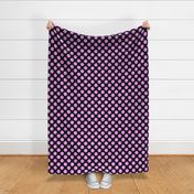 Small pink polka dots on Very dark blue